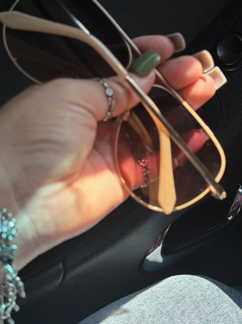 Quay Australia Aviator Sunglasses - Beige Frame, Brown Lenses